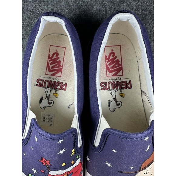 Vans Slip On Peanuts Christmas Tree Charlie Brown Snoopy Men's 8.0 Women's 9.5 - Picture 9 of 12
